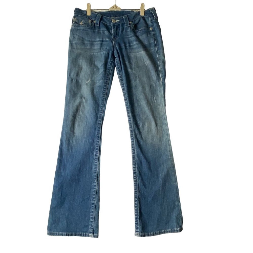 True Religion Boot Cut Denim Jeans Women Size 29 Cotton Blend Pocket Flaps